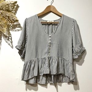 Madewell Button Up Cropped Peplum